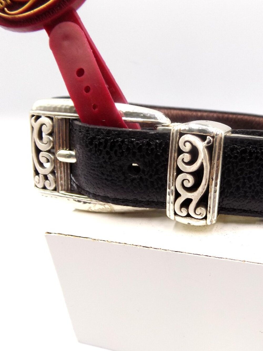 Brighton Western Mantilla Reversible Leather Belt Size 40 Black / Bronze - Picture 2 of 6